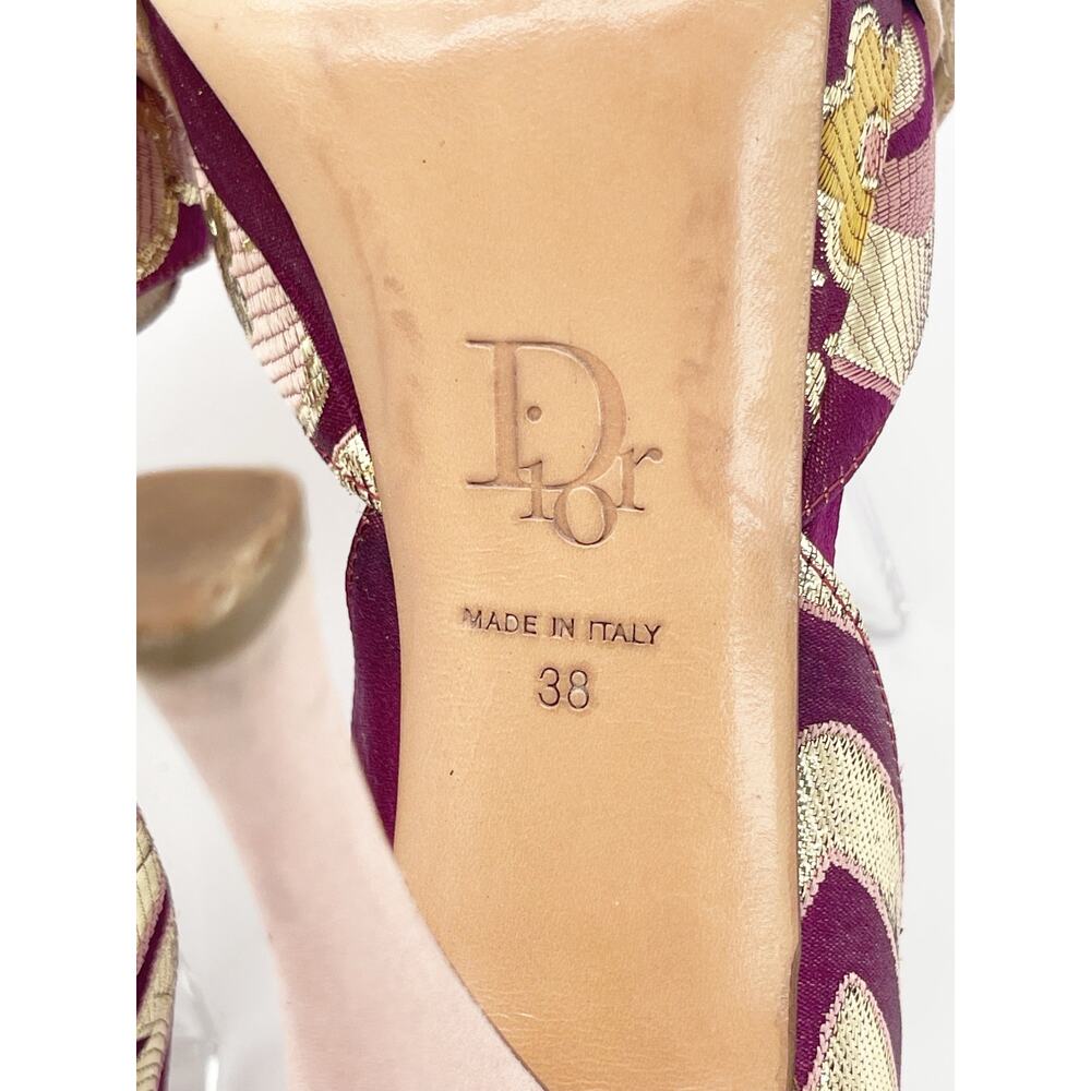 Christian Dior Vintage Y2K Metallic Brocade D'Orsay Platform Pumps Heels EU 38 - Picture 13 of 13